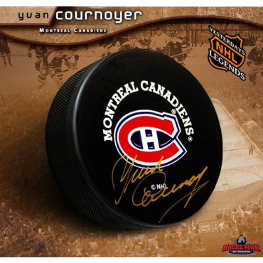 Yvan Cournoyer Montreal Canadiens Autographed Hockey Puck