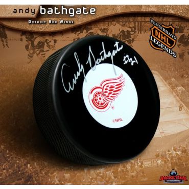 Andy Bathgate Redwings Autographed Hockey Puck