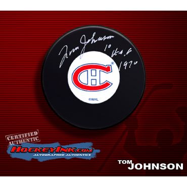 Tom Johnson Autographed Puck