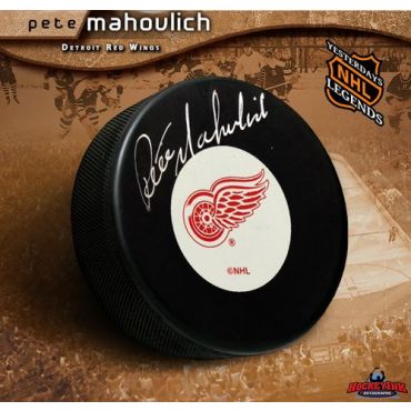 Pete Mahovlich Detroit Red Wings Autographed  Puck