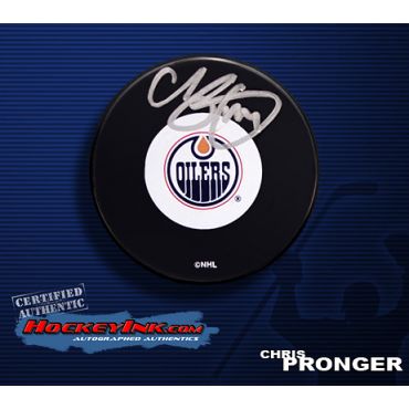 Chris Pronger Autographed Oilers Hockey Puck
