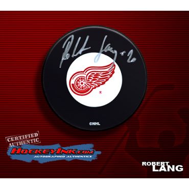 Robert Lang Autographed Red Wings Hockey Puck