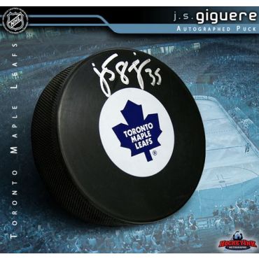J.S. Giguere Autographed Toronto Maple Leafs Hockey Puck