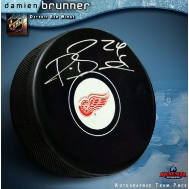 Damien Brunner Detroit Red Wings Autographed Hocky Puck