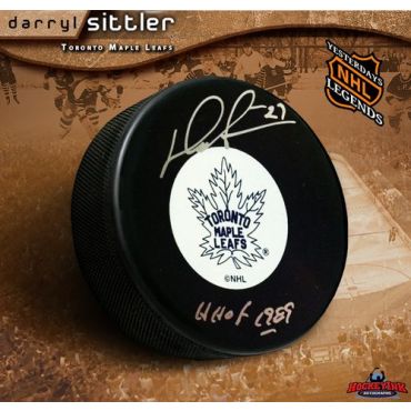 Darryl Sittler Toronto Maple Leafs Autographed Original 6 Hockey Puck