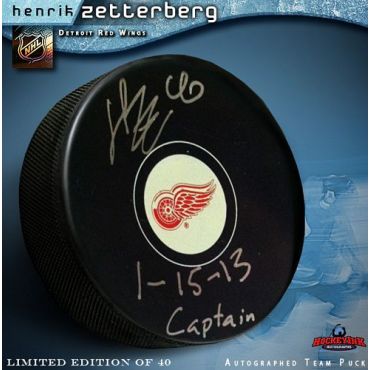 Henrik Zetterberg Detroit Red Wings Autographed and Inscribed Hockey Puck