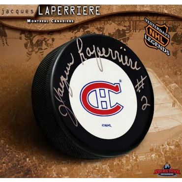 Jacques Laperriere Montreal Canadiens Autographed Hockey Puck