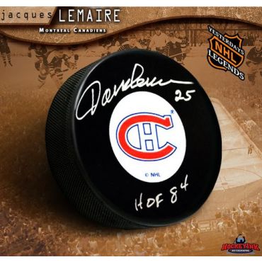 Jacques Lemaire Montreal Canadiens Autographed and Inscribed Hockey Puck