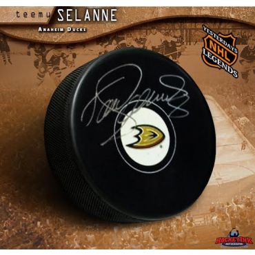 Teemu Selanne Anaheim Ducks Autographed Hockey Puck