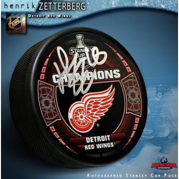 Henrik Zetterberg Autographed Detroit Red Wings 2008 Stanley Cup Champions Puck