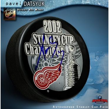 Pavel Datsyuk Autographed Detroit Red Wings 2002 Stanley Cup Champions Puck