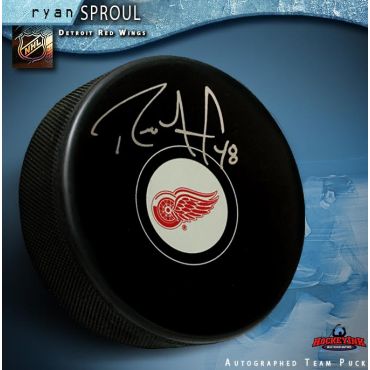 Ryan Sproul Autographed Detroit Red Wings Hockey Puck