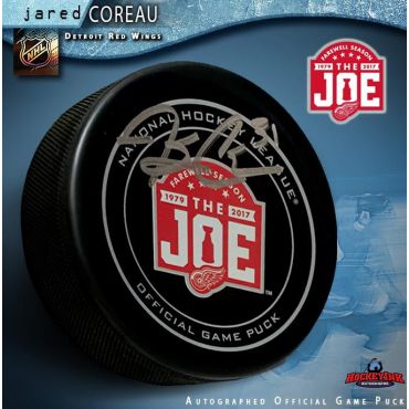 Jared Coreau Autographed Detroit Red Wings Farewell to the Joe Official Game Hockey Puck