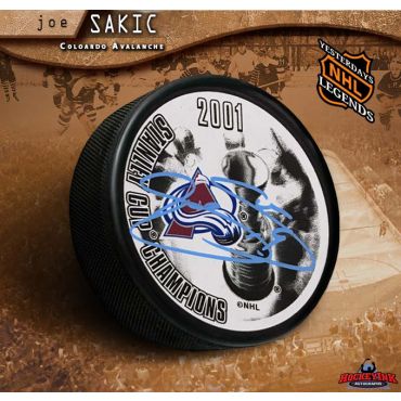 Joe Sakic Autographed 2001 Stanely Cup Champions Puck