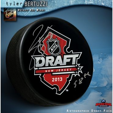 Tyler Bertuzzi Autographed 2013 NHL Draft Puck with Draft Pick Inscription