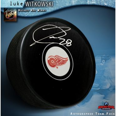 Luke Witkowski Autographed Detroit Red Wings Puck 