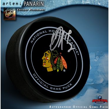Artemi Panarin Autographed Chicago Blackhawks Official Game Puck