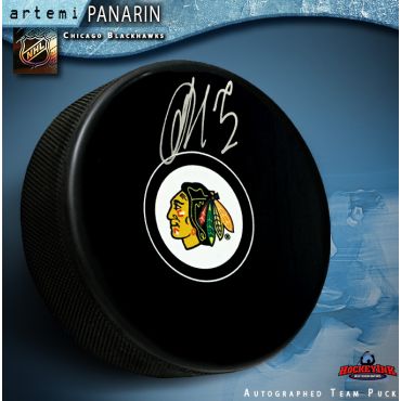 Artemi Panarin Autographed Chicago Blackhawks Puck