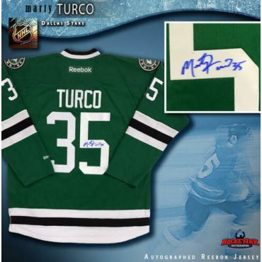 Marty Turco Dallas Stars Autographed Green Reebok Jersey